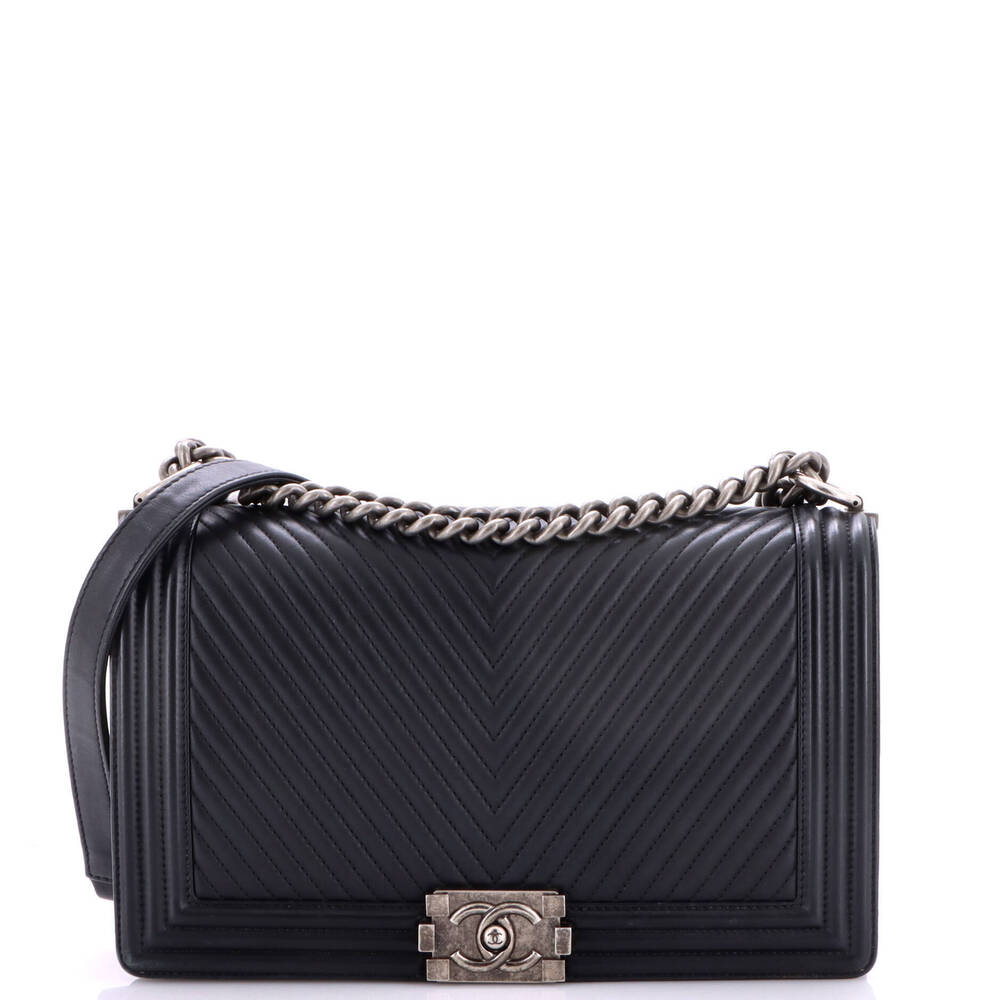 Chanel New Medium Boy Flap Bag Chevron Lambskin